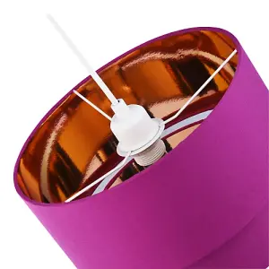 Modern Vivid Mulberry Cotton Double Tier Ceiling Shade with Shiny Copper Inner