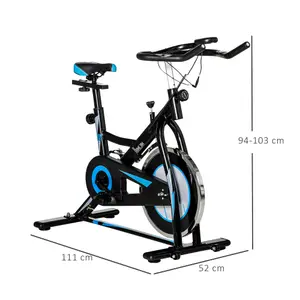 HOMCOM 8kg Flywheel Stationary Exercise Bike Indoor Cycling Cardio Workout Bike