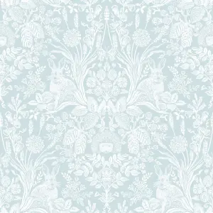 World of Wallpaper Harlen Woodland Wallpaper Duck Egg (50341-BUR)