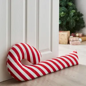 Catherine Lansfield Candy Cane Shaped Door Draught Excluder White / Red