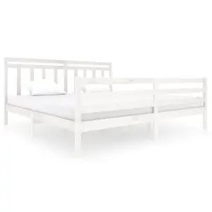 Berkfield Bed Frame White Solid Wood 200x200 cm