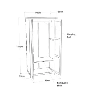 Biccari 2 Door Wardrobe Chrome Knob