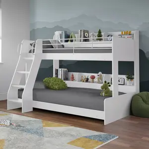 Abby Standard Bunk Bed with Shelves White