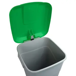 Pedal Operated Recycling Bin - 50 Litre - Green Lid