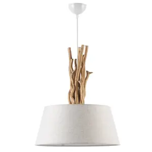 Luminosa Woody Cylindrical Pendant Ceiling Light, Wood