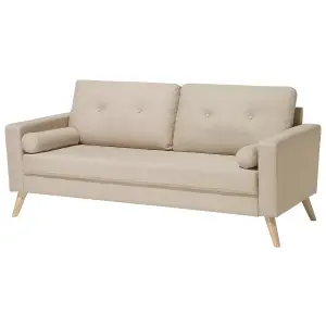 2 Seater Fabric Sofa Beige KALMAR