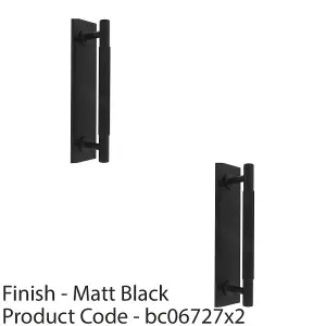 2 PACK - Lined Reeded Drawer Pull Handle & Matching Backplate - Matt Black 168 x 40mm