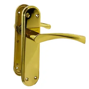 Genova Door Handles Brass Twist Lever Latch Marina Backplate