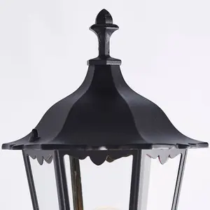 Outdoor Post Lantern Bollard Light Matt Black & Glass 2180mm Tall Garden Lamp