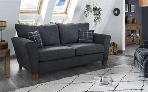 Theo Fabric 3 Seater Standard Back Sofa Grey Scs Living