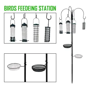 WILD BIRD GARDEN FEEDING STATION WITH WATER BATH TABLE SEED TRAY HANGING FEEDERS