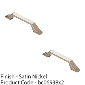 2 PACK - Angular Kitchen Pull Handle Satin Nickel 128mm Centres Shaker Cabinet Drawer