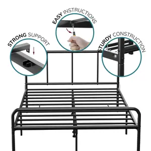 House of Home King Size Bed Frame Metal with Large Under-Bed Storage Space, Reinforced Bars, and Easy Assembly