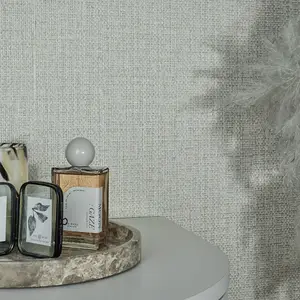 Linen Lustre Wallpaper in Warm Grey