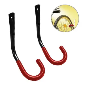 2 x Bike Storage Curved Hooks 25kg Wall Mounted Wheel Bracket Bicycle Garage Shed