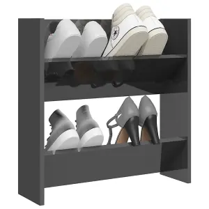 Berkfield Wall Shoe Cabinet High Gloss Grey 60x18x60 cm Engineered Wood