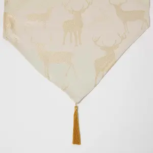 Homescapes Gold Stag Christmas Table Runner