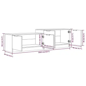 Berkfield TV Cabinet Grey Sonoma 158.5x36x45 cm Engineered Wood