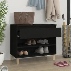 Berkfield Shoe Cabinet Black 70x36x60 cm Engineered Wood