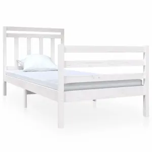 Berkfield Bed Frame White Solid Wood 90x200 cm 3FT Single