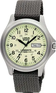 Lorus Men's Lumibrite Grey Fabric Web Strap Watch