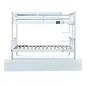 Essentials White Wooden Single 3ft Bunk Bed Frame With Underbed Trundle