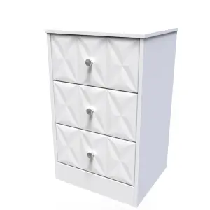 San Jose Ready assembled White 3 Drawer Bedside chest (H)726mm (W)450mm (D)395mm