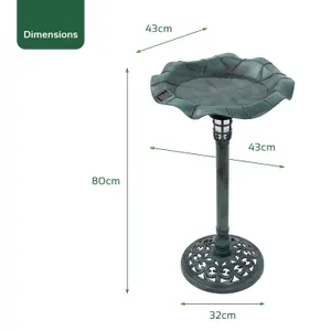 GardenKraft 17430 Bird Bath with Solar Powered Light