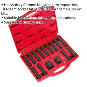 16-Piece TRX Male Female Hex Impact Socket Bit Set for Commercial Vehicles