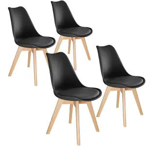 Dining Chairs Frederikke Set of 4 - padded, ergonomic shape - black