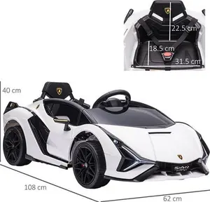 Tommy Toys Lamborghini Sian Kids Ride On Electric Car White 12V