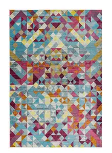 Geometric Modern Chequered Rug Easy to clean Dining Room-80cm X 150cm