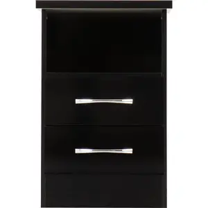 Cascio 2 Drawer Bedside Table Black Gloss