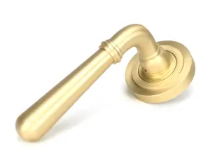 Satin Brass Newbury Lever on Rose Set (Art Deco) - Unsprung