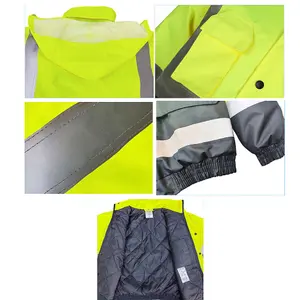 High-brightness reflective warm wind and rainproof color matching building warm clothing Yellow 2XL