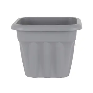 Wham 4x Vista Plastic Planter, Square Garden Plant Pot, Small Floor Pot (33cm, 16L, Pack of 4) Made in UK (Upcycle Grey)