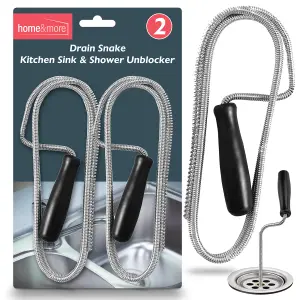 2pk Drain Snake Unblocker 100cm, Kitchen Sink Unblocker Tool Plumbing Snake Shower Drain Unblocker Tools for Kitchen Sink & Drain