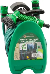 10 Metre Patio Hose Set Mini Garden Water Watering Hose Pipe Reel Spray Set New