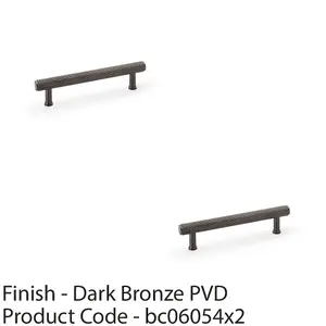 2 PACK - Reeded T Bar Pull Handle - Dark Bronze 128mm Centres SOLID BRASS Drawer Lined