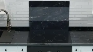 ALLboards Glass Chopping Board Black Marble 60x52cm Cutting Board Splashback Worktop Saver for Kitchen Hob Protection