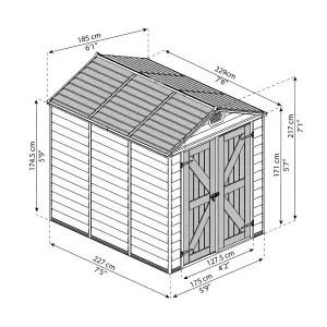 Palram - Canopia Skylight 8x6 ft Apex Tan Plastic 2 door Shed with floor