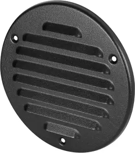 Graphite Grey Louvred Wall Vent Grille with Flyscreen, Fits 100 mm / 4 in Ducts, Round Ventilation Grille with Flat Back