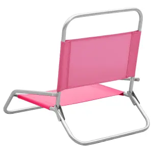 Berkfield Folding Beach Chairs 2 pcs Pink Fabric