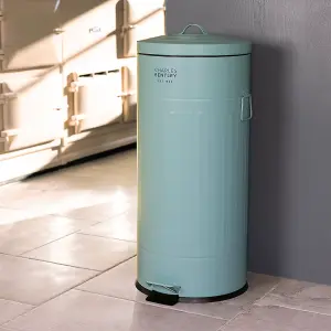 Charles Bentley 30L Retro Steel Waste Rubbish Kitchen Pedal Bin Heritage Green