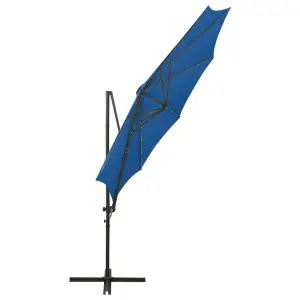 Berkfield Cantilever Umbrella with Pole and LED Lights Azure Blue 300 cm