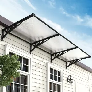 Retractable Front Door Canopy Outdoor Awning Rain Shelter  W 270 cm x D 90 cm x H 28 cm