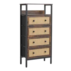 Rattan Storage Cabinet with 4 Drawers and Shelf