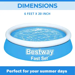 Bestway 6ft x 20'' Fast Set Swimming Pool  Round Outdoor Family Paddling Pool for Garden