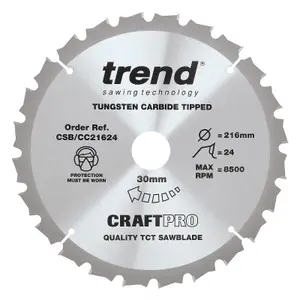 Trend CraftPro Mitre Saw Blade 216 x 30mm x 24T/48T/60T (Pack 3)