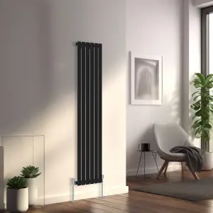 Right Radiators 1600x408 mm Vertical Single Flat Panel Designer Radiator Black